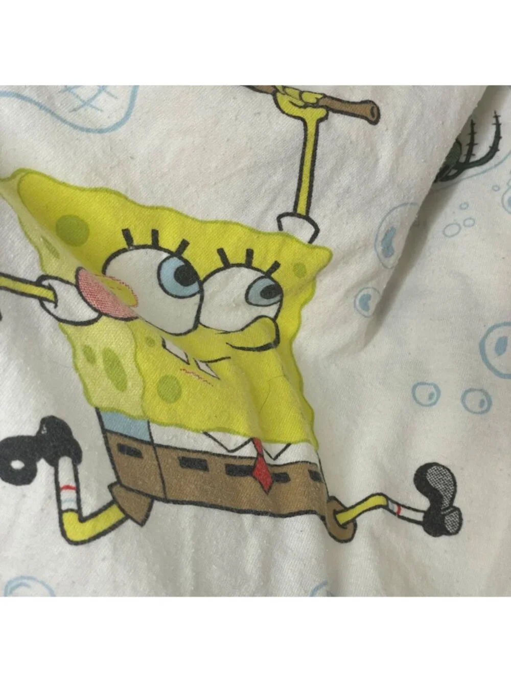 Spongebob Squarepants Flat Twin Bed Sheet Flannel Squidward Plankton 91